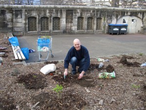 Thomas Birk pflanzt am Nollendorfplatz nach